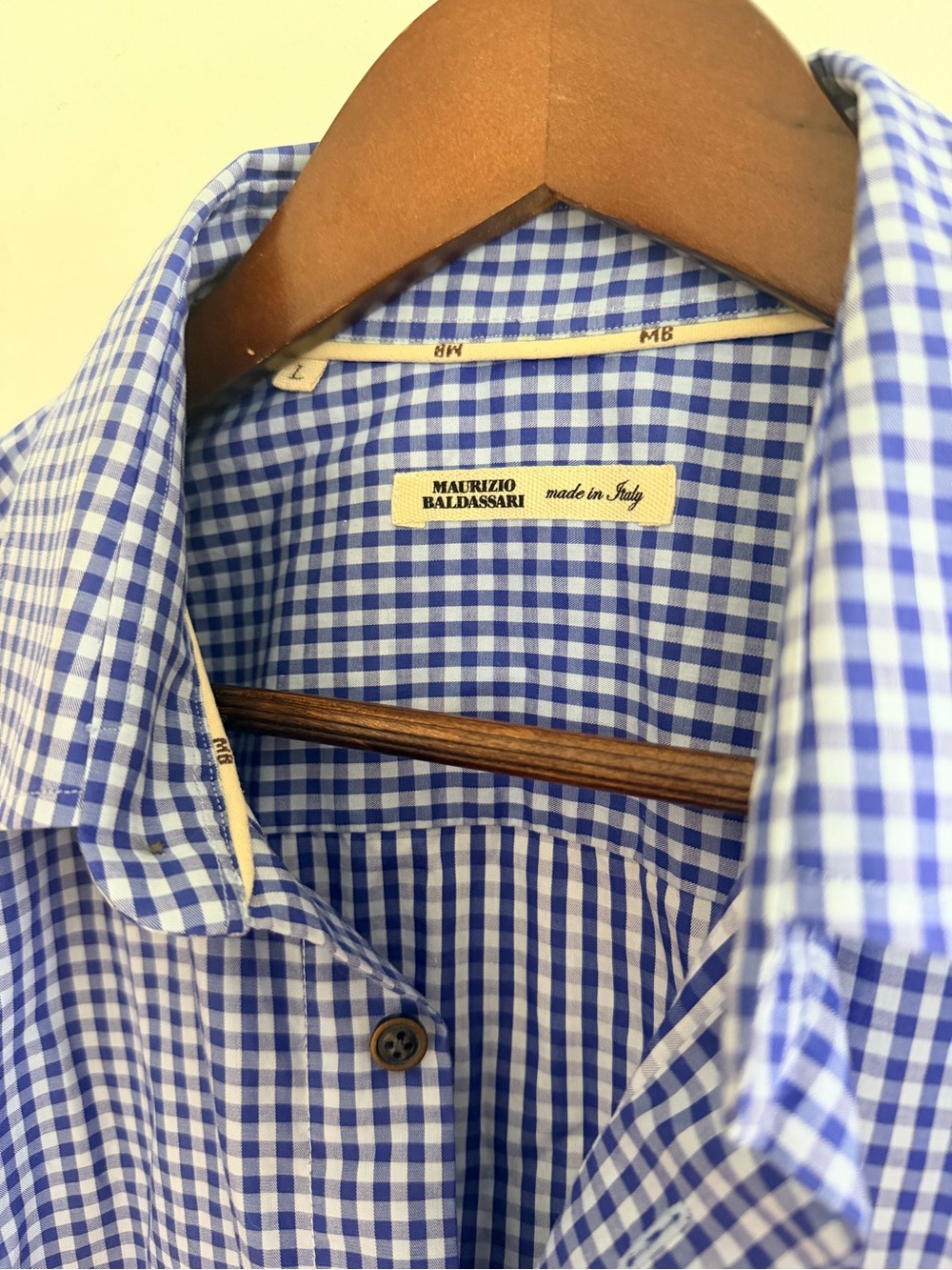 Maurizio Baldassari Men’s Blue Gingham Dress Shirt